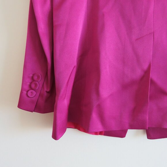 MARELLA Carrara Semi Fitted Satin Blazer in Fuchsia Purple - Size US 8 - Picture 9 of 13